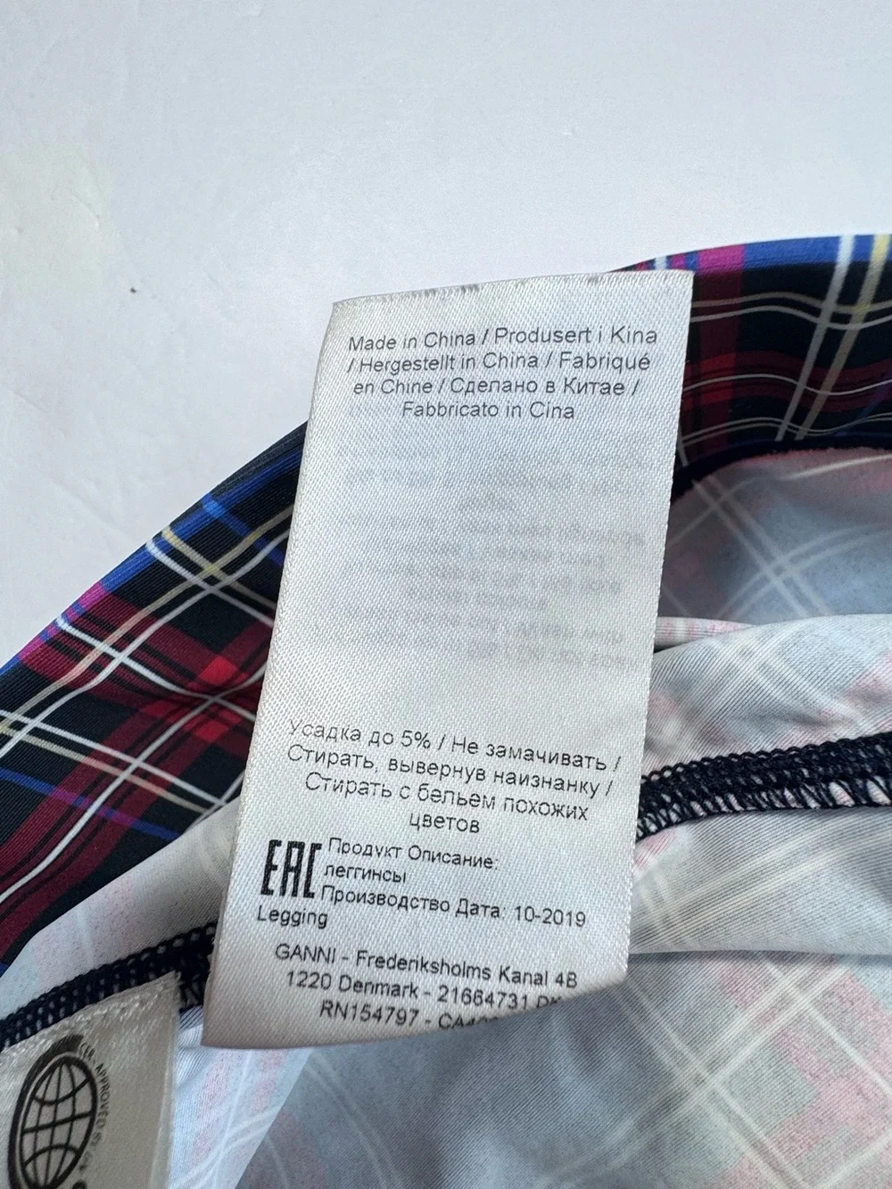 GANNI Plaid Leggings Women's Size 34 US 4 Navy Blue Red White Stretch Skinny